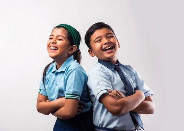 Students laughing together at school